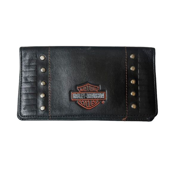 Harley Davidson Tri Fold Black Leather Wallet